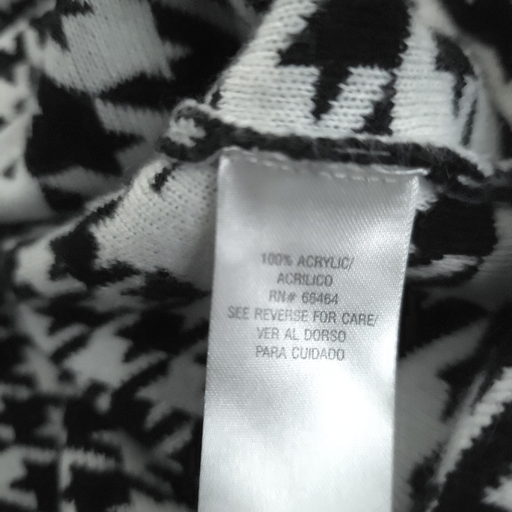 Sandra Darren Black and White Houndstooth Sweater Dress Sz L - Picture 8 of 12
